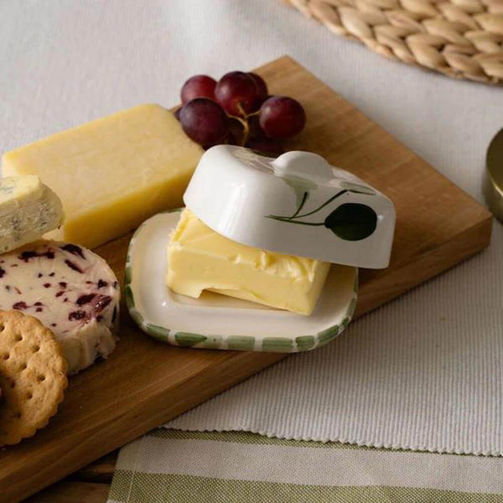 Selbrae House Mini Ceramic Butter Dish Flora Green